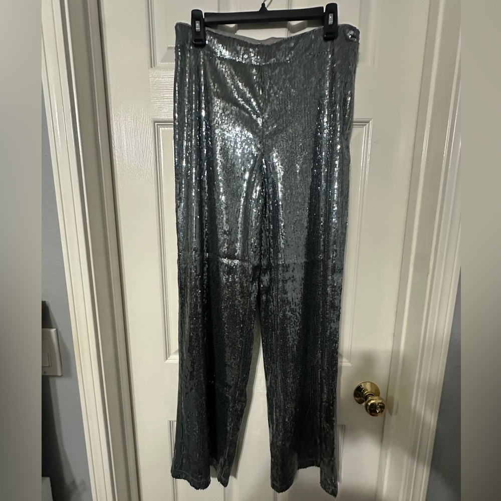 Sparkle sequins pants wide leg